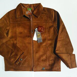 NEW Armani Emporio Collezione Men Suede brown Zip Up Jacket LARGE